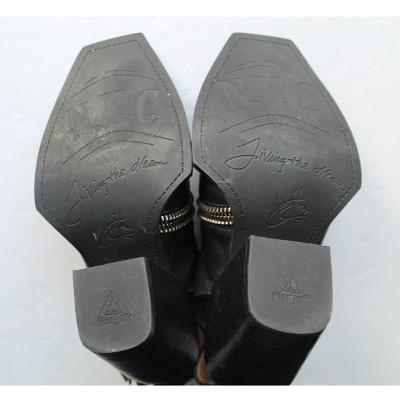 John Fluevog NYC City Spiral Open Toe Zip-Up Bootie / Size 6 / Black - Picture 10 of 12